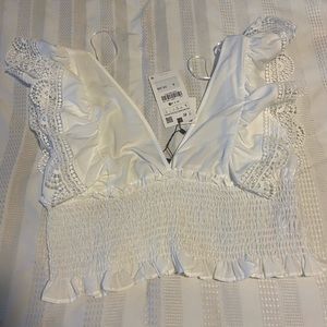 Zara NWT White Eyelet Blouse